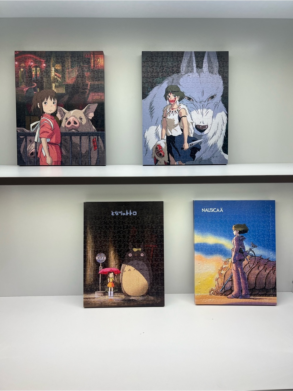 Studio Ghibli-Inspired Mixed Media Wall Art Set in Red, White, Black, Blue